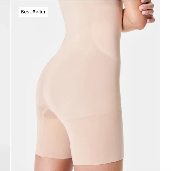 NWT SPANXsculpt OnCore Open-Bust Mid-Thigh Bodysuit SIZE 1X Soft Nude